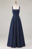 Dusty Sage Floral A-Line Square Neck Ruched Long Bridesmaid Dress