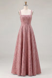 Dusty Sage Floral A-Line Square Neck Ruched Long Bridesmaid Dress