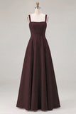 Dusty Sage Floral A-Line Square Neck Ruched Long Bridesmaid Dress