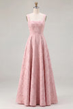 Dusty Sage Floral A-Line Square Neck Ruched Long Bridesmaid Dress