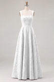 Dusty Sage Floral A-Line Square Neck Ruched Long Bridesmaid Dress
