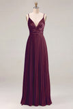 Sage A-Line Pleated Spaghetti Straps Ruched Bridesmaid Dress