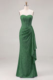 Light Blue Floral Jacquard Column Dress with Side Drape