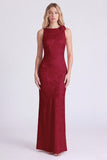 Pink Bateau Neck Mermaid Floral Print Maxi Dress with 3D Flower