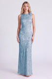 Pink Bateau Neck Mermaid Floral Print Maxi Dress with 3D Flower