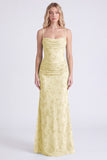 Sage Mermaid Floral Chiffon Spaghetti Straps Long Bridesmaid Dress