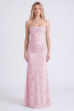 Sage Mermaid Floral Chiffon Spaghetti Straps Long Bridesmaid Dress