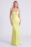 Mermaid Light Blue Corset Spaghetti Straps Ruched Printed Long Bridesmaid Dress