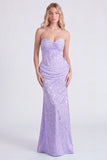 Mermaid Light Blue Corset Spaghetti Straps Ruched Printed Long Bridesmaid Dress