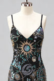 Bodycon Spaghetti Straps Sequins Short Homecoming Dress with Lace Up Back