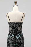 Bodycon Spaghetti Straps Sequins Short Homecoming Dress with Lace Up Back