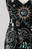 Bodycon Spaghetti Straps Sequins Short Homecoming Dress with Lace Up Back