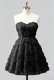 Dusty Rose Sweetheart A-Line Floral Beaded Homecoming Dress with Lace Up Back