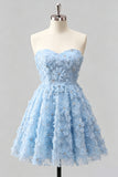 Dusty Rose Sweetheart A-Line Floral Beaded Homecoming Dress with Lace Up Back