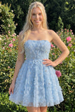 Dusty Rose Sweetheart A-Line Floral Beaded Homecoming Dress with Lace Up Back