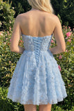 Dusty Rose Sweetheart A-Line Floral Beaded Homecoming Dress with Lace Up Back