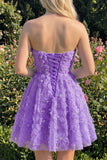 Dusty Rose Sweetheart A-Line Floral Beaded Homecoming Dress with Lace Up Back