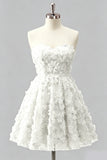 Dusty Rose Sweetheart A-Line Floral Beaded Homecoming Dress with Lace Up Back