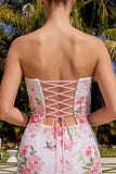 Sparkly Sweetheart White Key Hole Bodycon Floral Sequins Homecoming Dress with Lace Up Back