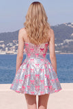 Sparkly Pink A-Line Strapless Sequins Homecoming Dress with Bow