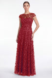 A-Line Navy Round Neck Sequins Long Mother Of the Bride Dress with Cap Sleeves