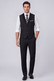 Black Single Breasted Peak Lapel Men's Suit Vest with Beading