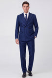 Black Double Breasted Peak Lapel 2 Piece Men's Prom Suits