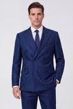 Black Double Breasted Peak Lapel 2 Piece Men's Prom Suits