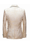 Gold Shawl Lapel 2 Piece One Button Jacquard Men's Prom Suits