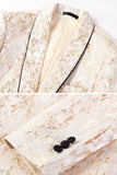 Gold Shawl Lapel 2 Piece One Button Jacquard Men's Prom Suits