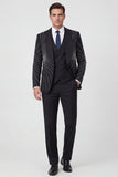 3 Piece Black Shawl Lapel One Button Men's Prom Suits with Beading