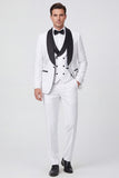 3 Piece Black Shawl Lapel One Button Men's Prom Suits with Beading