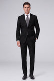 Dark Navy 2 Piece Peak Lapel One Button Men's Prom Suits