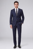 Dark Navy 2 Piece Peak Lapel One Button Men's Prom Suits