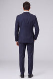 Dark Navy 2 Piece Peak Lapel One Button Men's Prom Suits