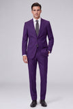 Dark Navy 2 Piece Peak Lapel One Button Men's Prom Suits