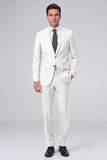 Dark Navy 2 Piece Peak Lapel One Button Men's Prom Suits