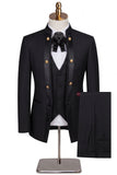 Beige Flower 3 Piece One Button Jacquard Men's Prom Suits