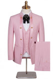 Beige Flower 3 Piece One Button Jacquard Men's Prom Suits