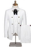 Beige Flower 3 Piece One Button Jacquard Men's Prom Suits