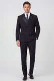 2 Piece Black Notch Lapel Double Breasted Men's Prom Suits