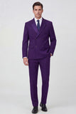 2 Piece Black Notch Lapel Double Breasted Men's Prom Suits