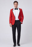 Peak Lapel Red 2 Piece One Button Men's Prom Suits