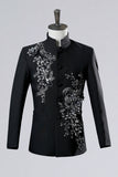 2 Piece Black Single Breasted Men's Prom Suits with Embroidery