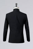 2 Piece Black Single Breasted Men's Prom Suits with Embroidery