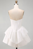 Sweetheart White A-Line Tiered Corset Short Homecoming Dress