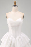 Sweetheart White A-Line Tiered Corset Short Homecoming Dress
