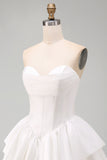 Sweetheart White A-Line Tiered Corset Short Homecoming Dress