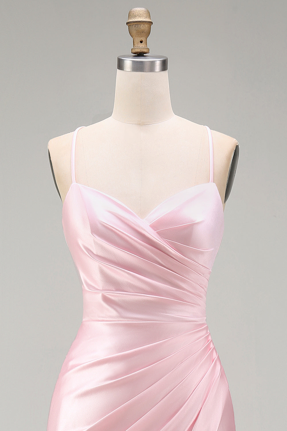 ZAPAKA Women Pink Long Prom Dress with Slit Mermaid Satin Lace Up Back