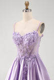 A-Line Lilac Sheer Corset Floral Short Homecoming Dress